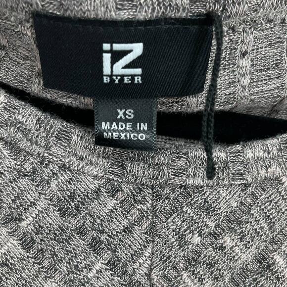 IZ Byer Womens Gray Twist Front Knot Blouse Top Ribbed 3/4 Sleeve Shirt Size XS - Picture 10 of 12